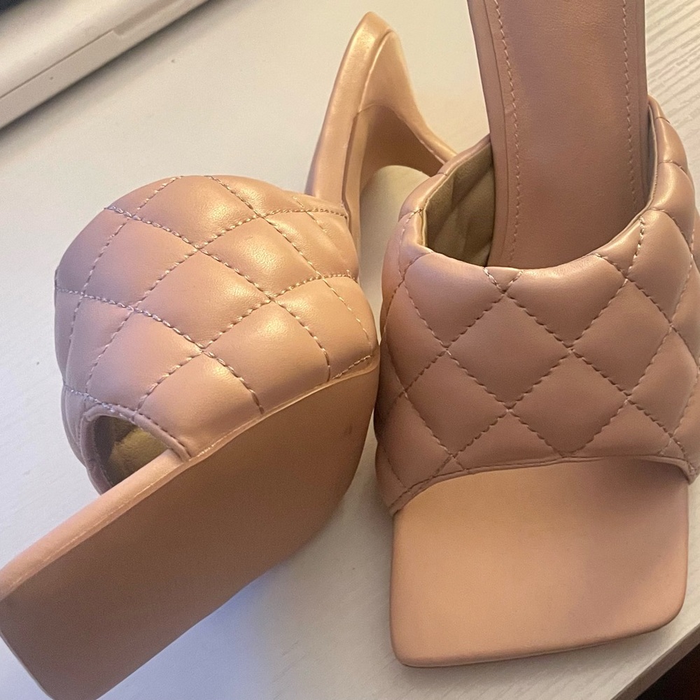 Tan Quilted Mules